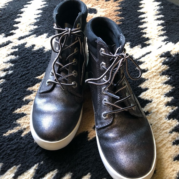 Timberland Black Metallic High Top Leather Sneaker - Picture 10 of 14